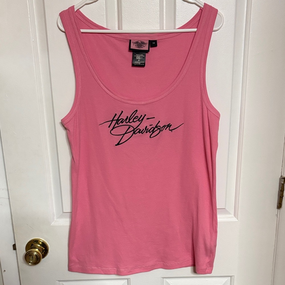 Harley-Davidson Pink Tank with Black Script Logo